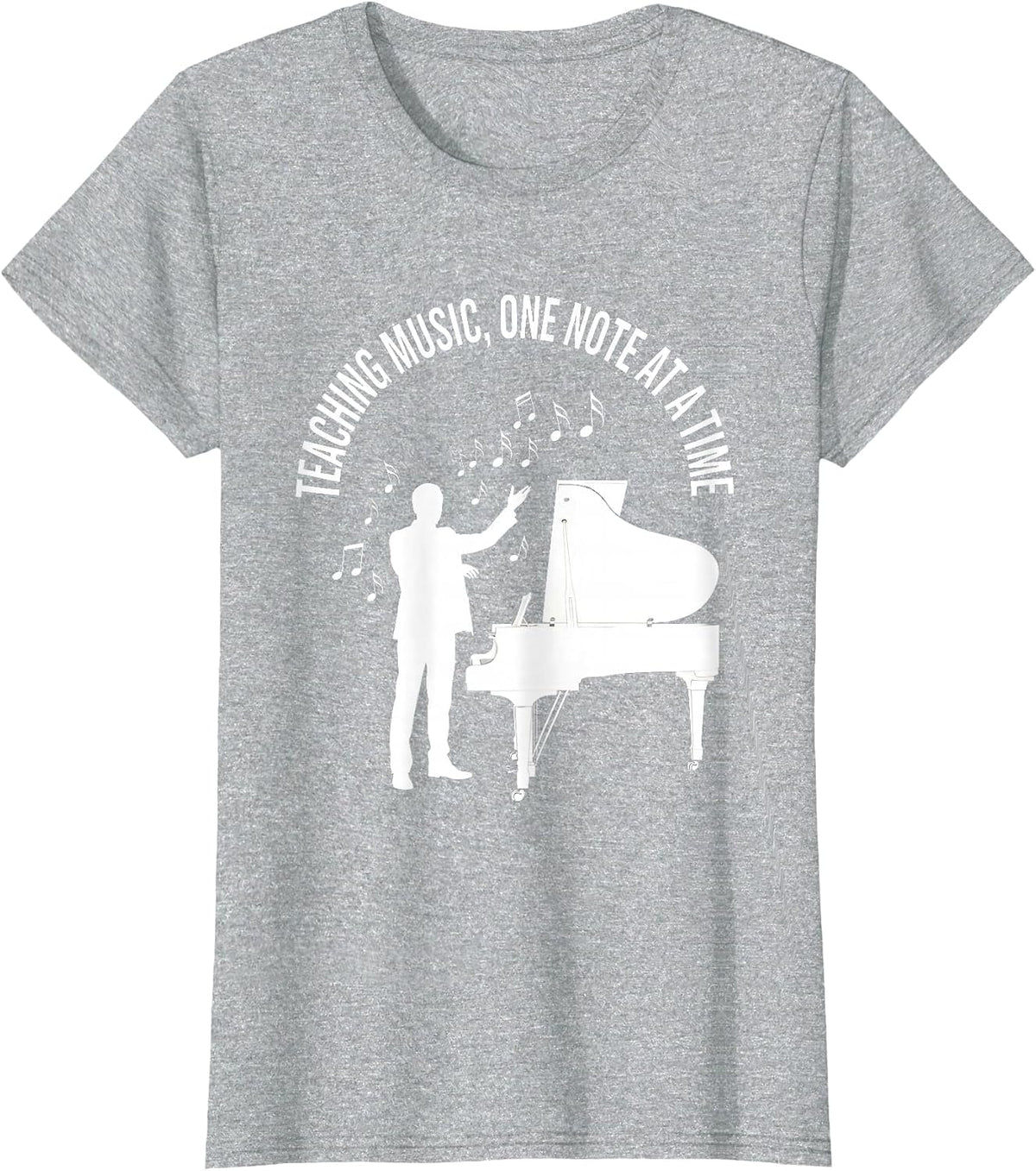 Teaching Music One Note At A Time Design T-Shirt - Heather Grey
