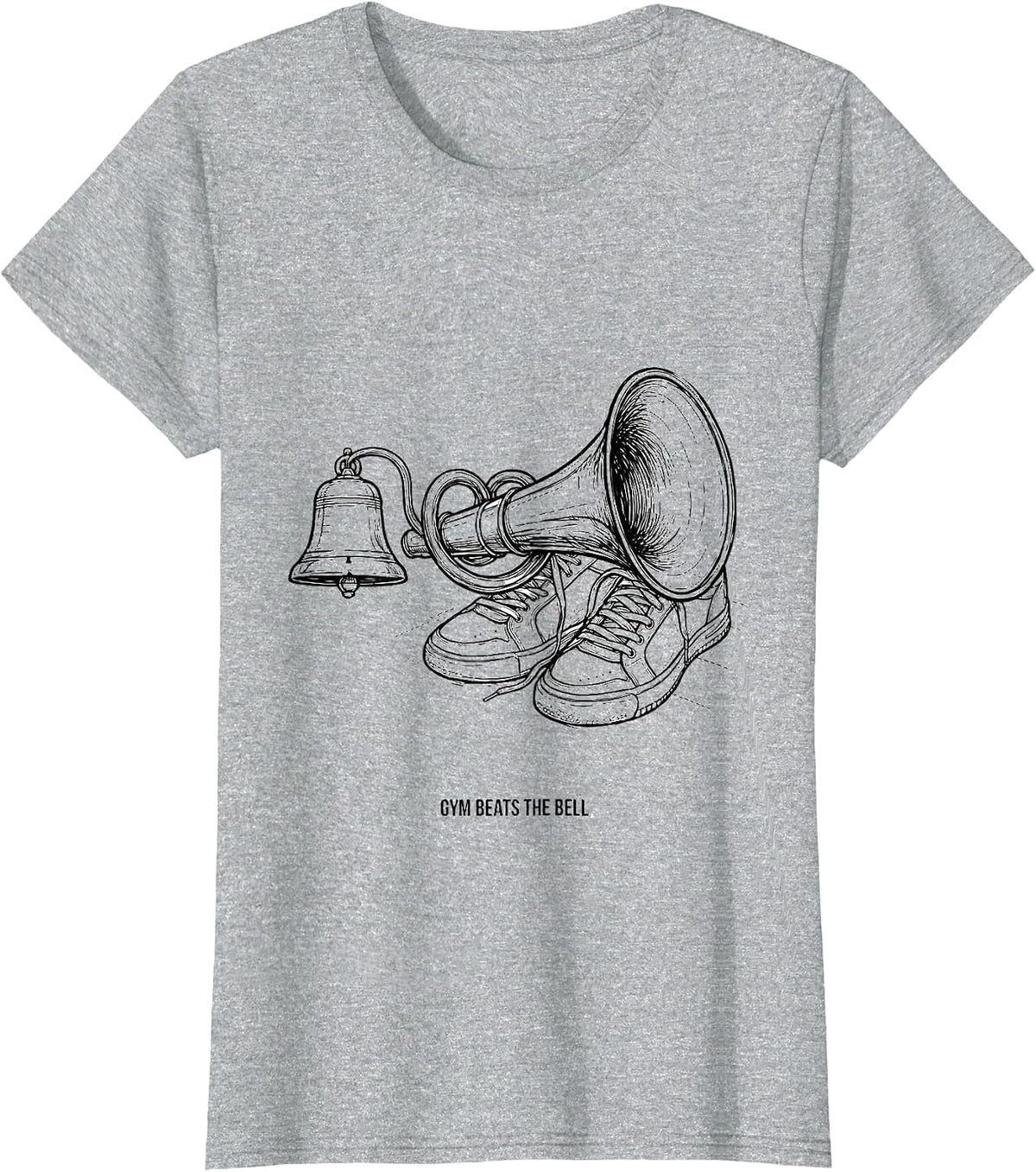 Gym Beats The Bell Funny PE Teacher Back To School Humor T-Shirt, Women, Heather Grey, Medium - As Pictured