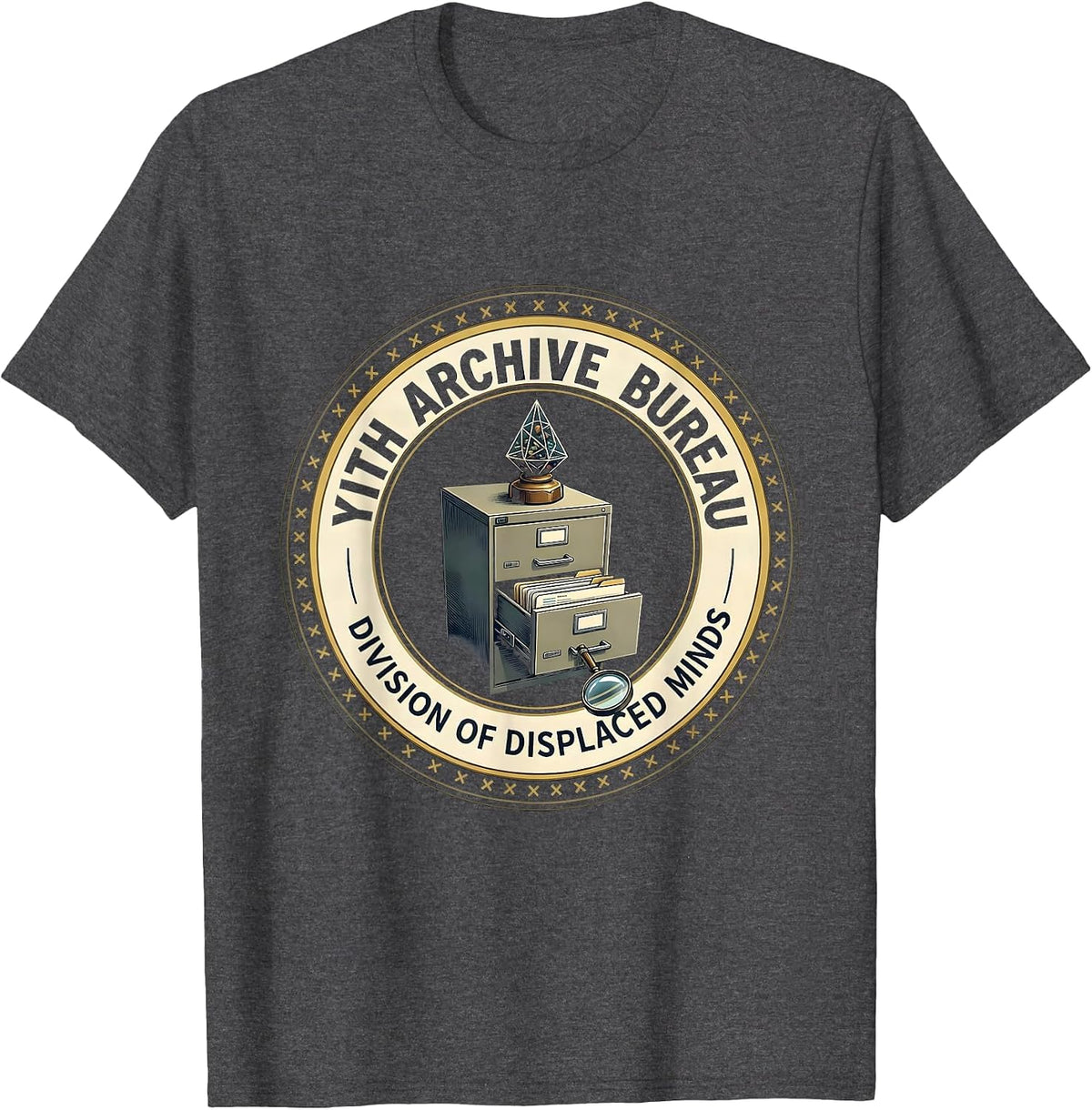 Yith Archive Bureau Division of Displaced Minds Horror T-Shirt - Dark Heather Grey
