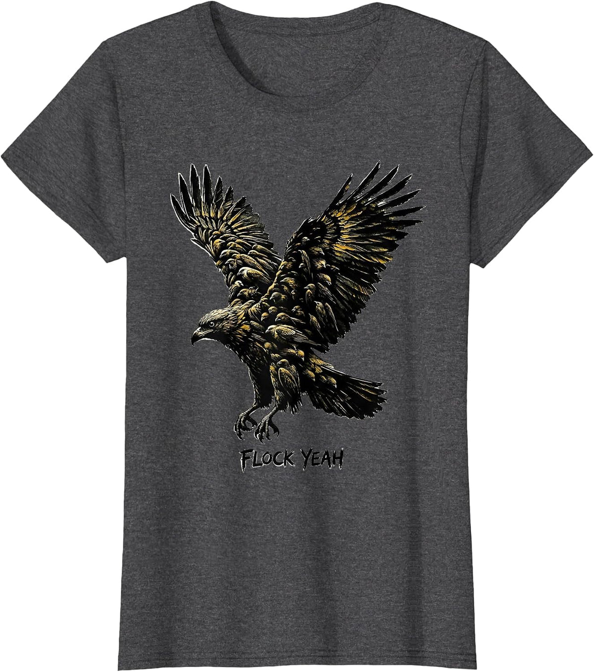Women's Flock Yeah Bird Lover Graphic Design T-Shirt - Dark Heather Grey