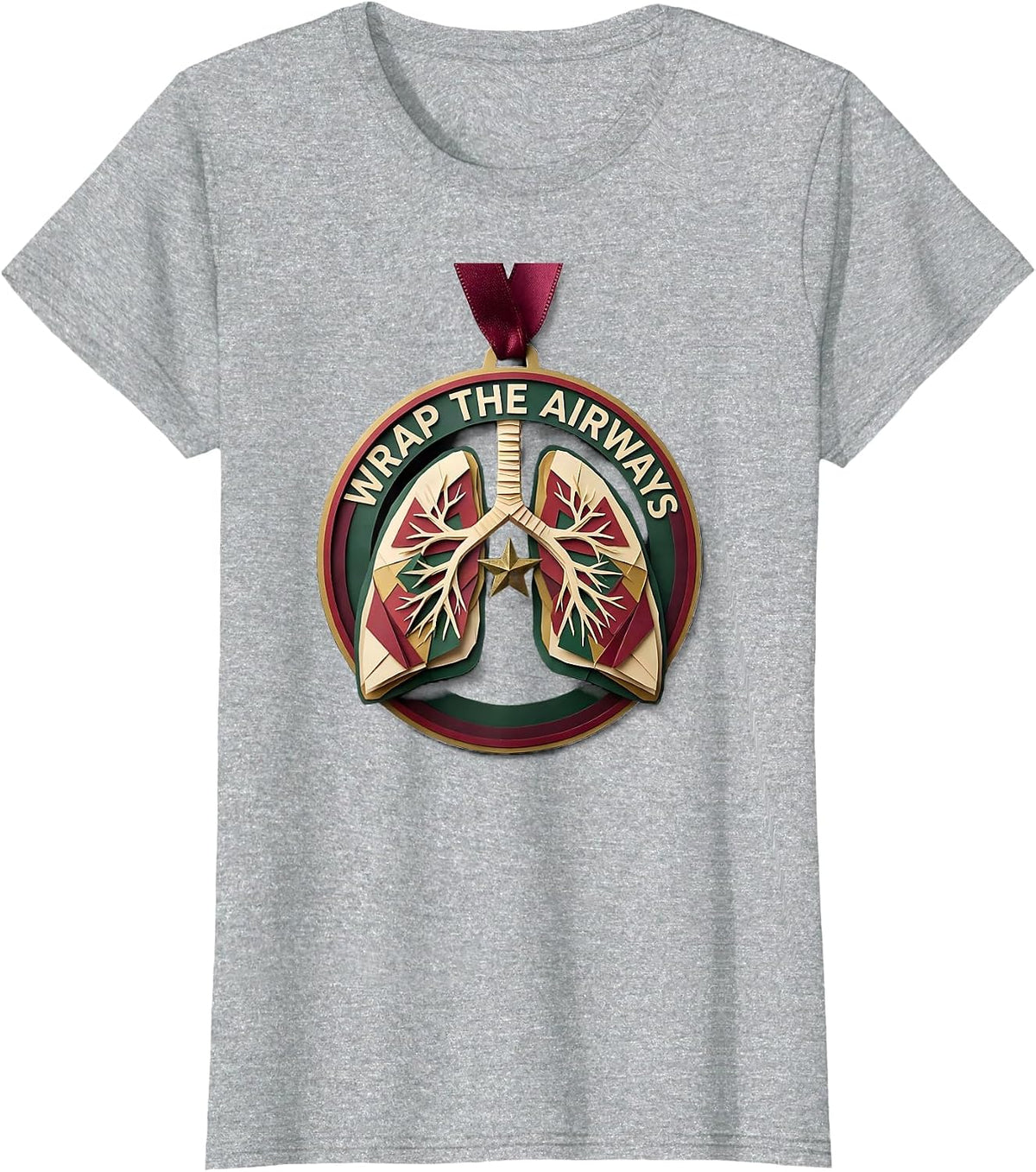 Wrap The Airways Paper Cutout Respiratory Therapist T-Shirt - Heather Grey
