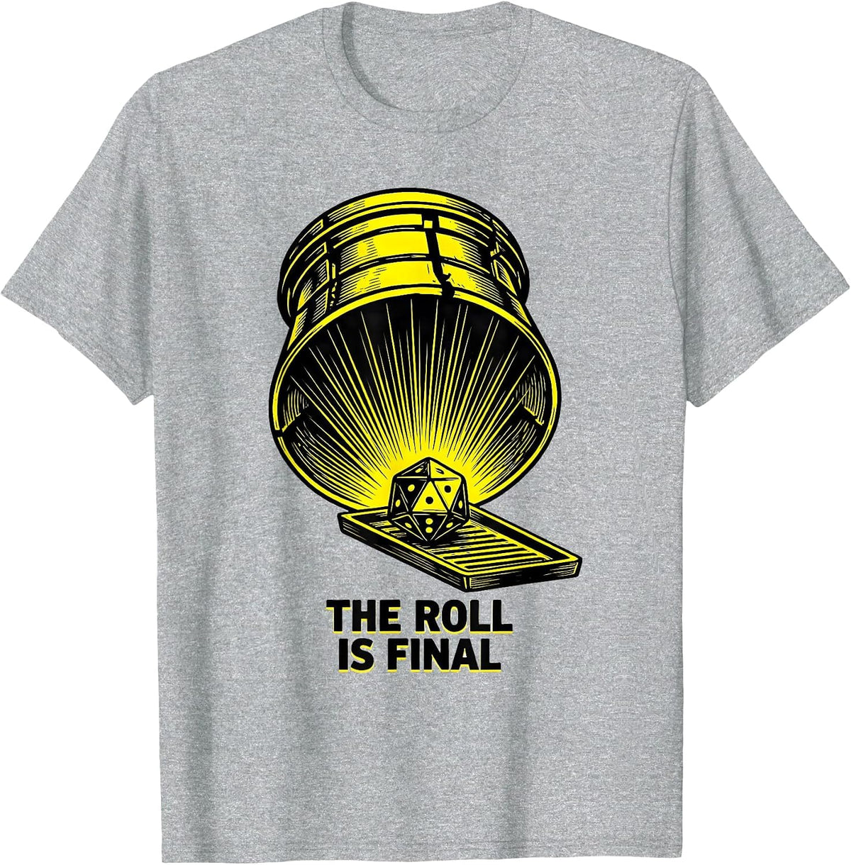 Men's The Roll Is Final Stencil Graphic Funny RPG Gamer Tabletop T-Shirt - Heather Grey