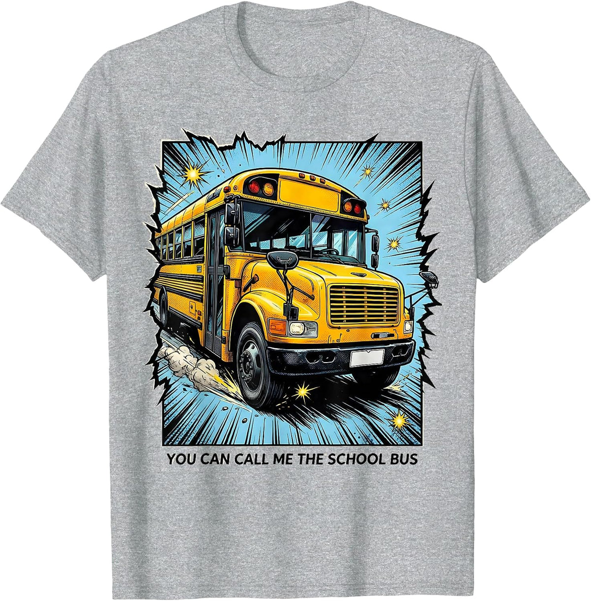 Men's You Can Call Me The School Bus Comic Book Bus Driver T-Shirt - Heather Grey