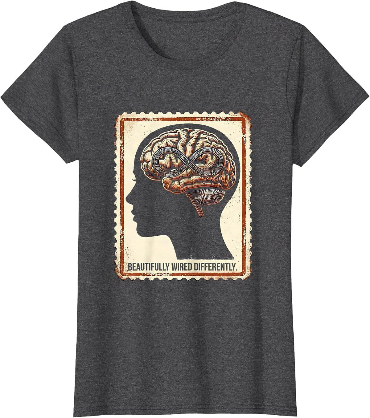 Women's Beautifully Wired Differently Autism Awareness Design T-Shirt - Dark Heather Grey