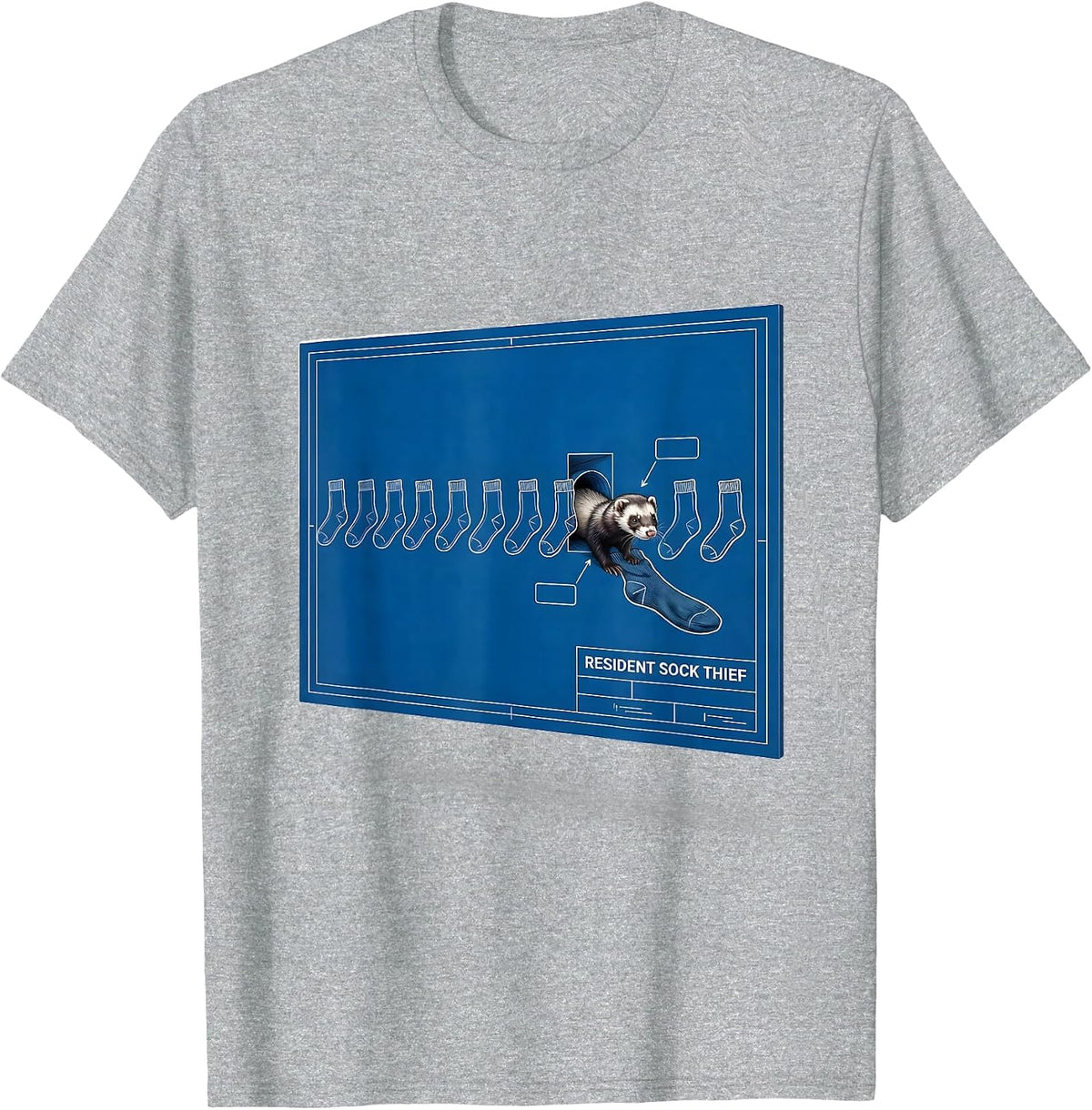 Men's Resident Sock Thief Funny Ferret Lover Gift T-Shirt - Heather Grey