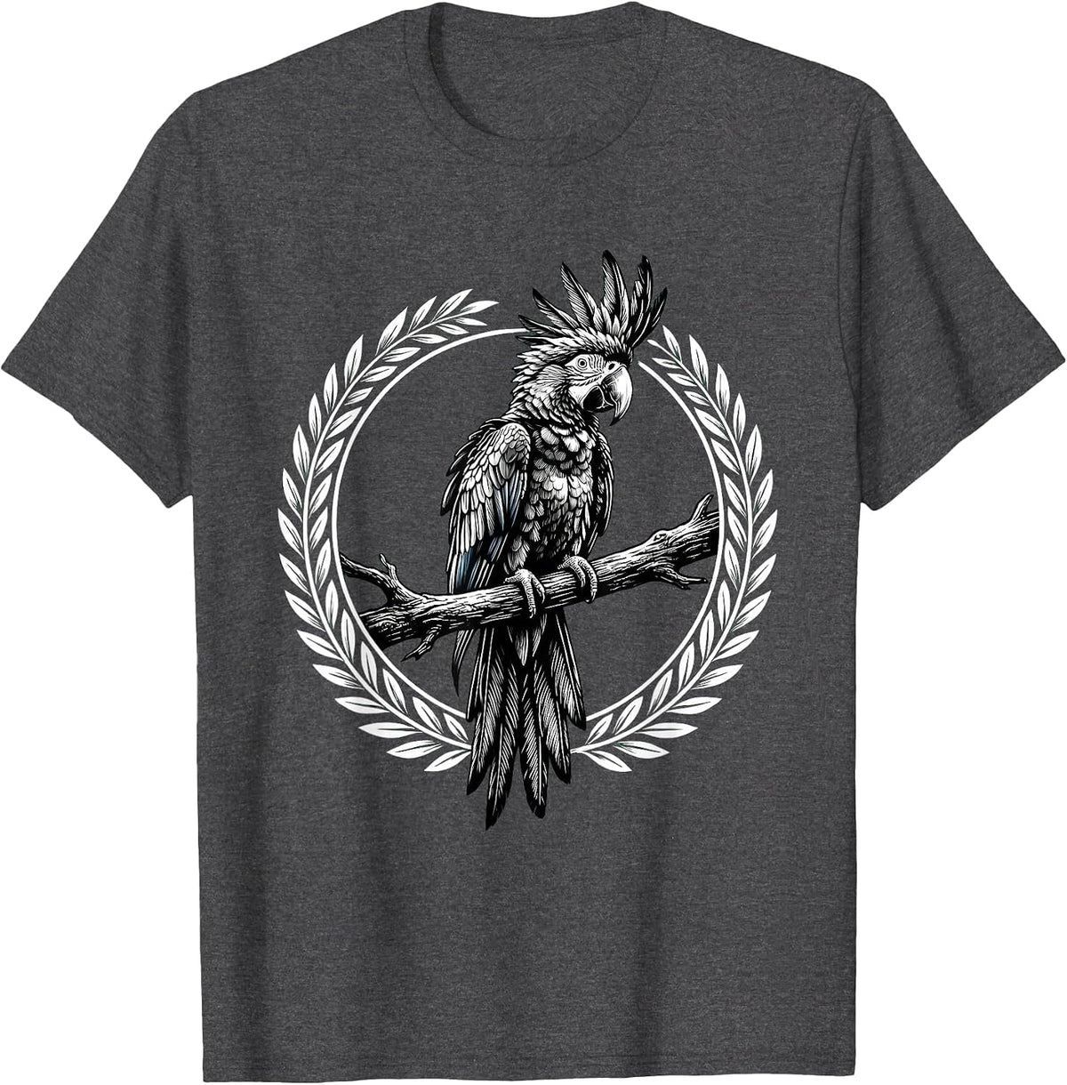 Dominican Hispaniolan Parrot Perched on Branch T-Shirt - Dark Heather Grey