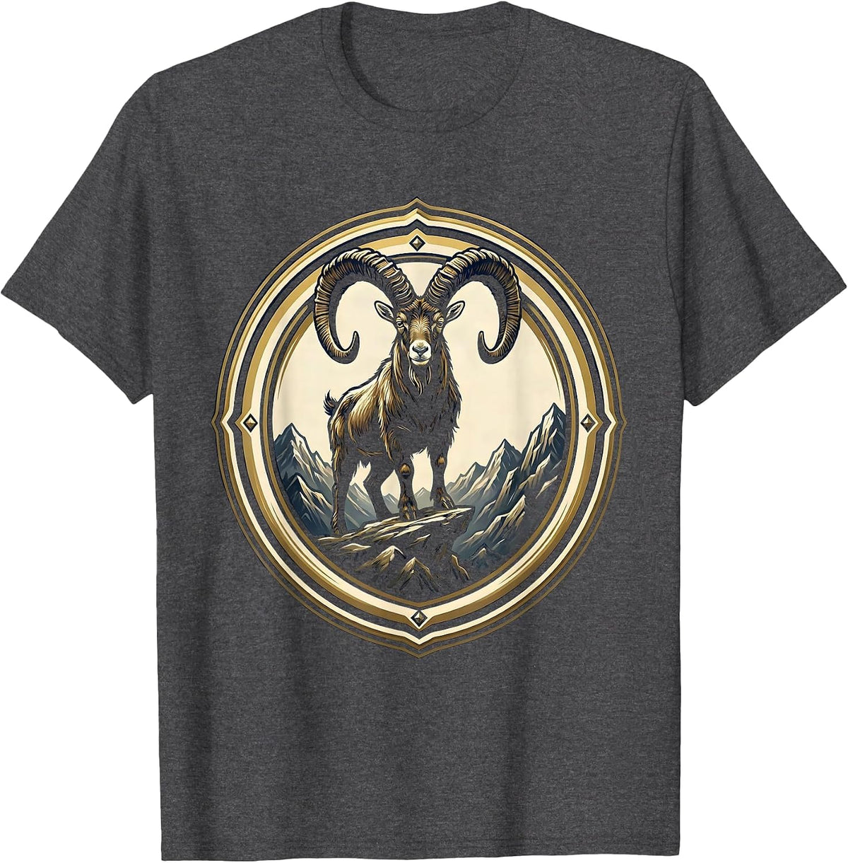 Men's Mountain Goat Cliff Edge Freedom Long Sleeve T-Shirt - Dark Heather Grey