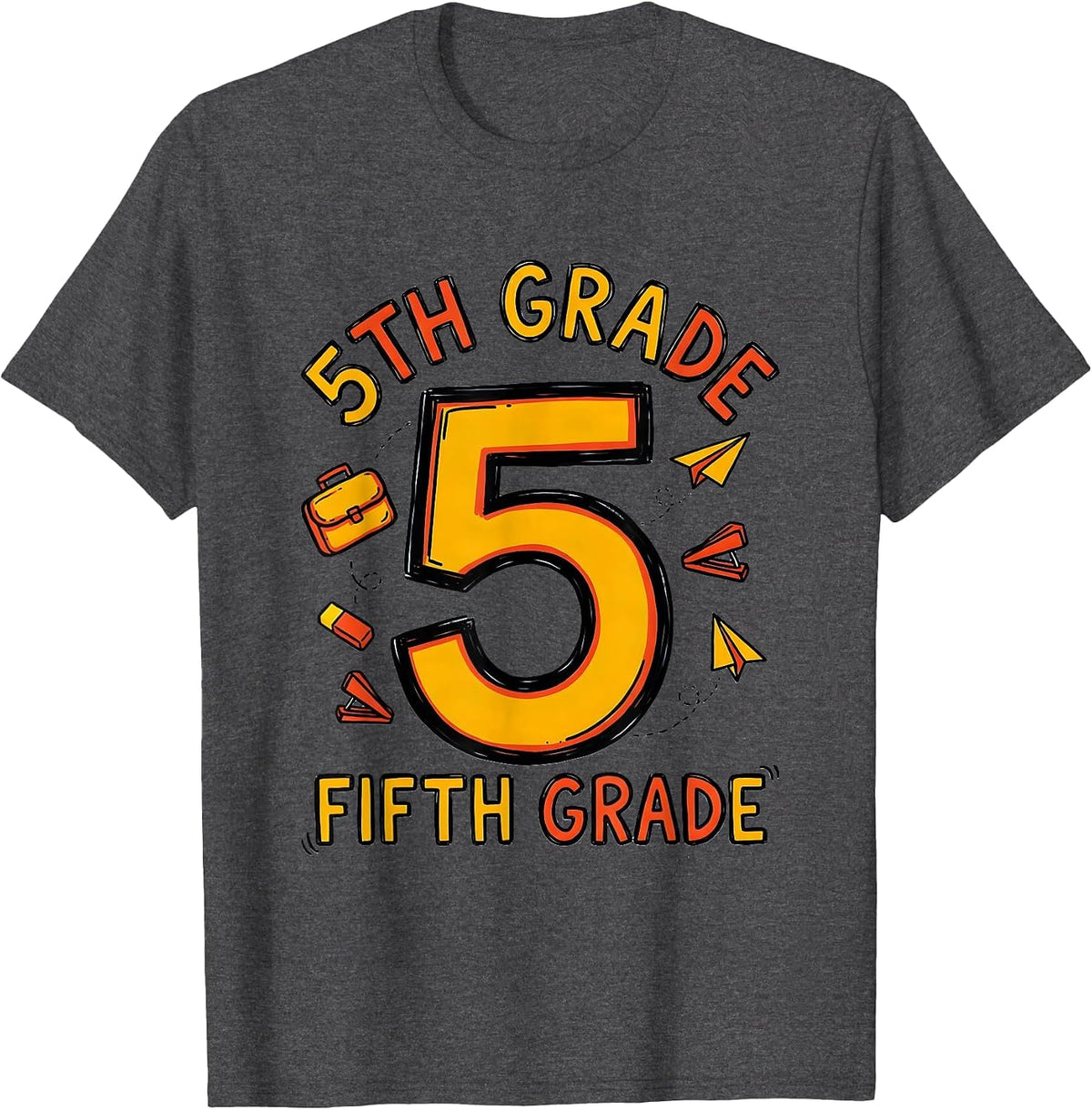 Men's 5TH GRADE FIFTH GRADE Typography Team Back To School Teacher T-Shirt - Dark Heather Grey