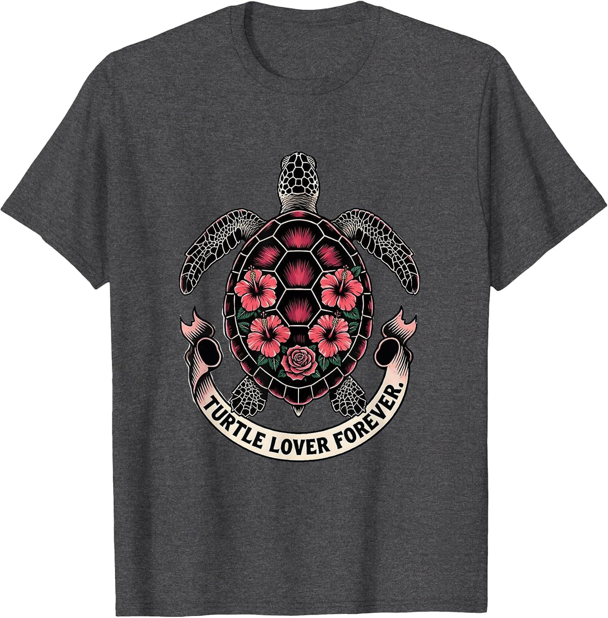 Turtle Lover Forever Women's Graphic Design T-Shirt - Dark Heather Grey