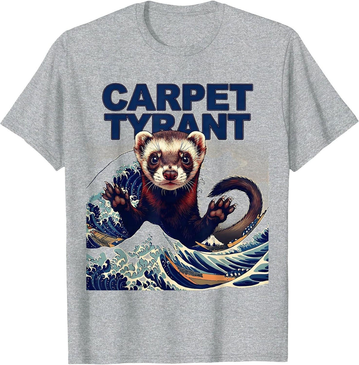 Men's Carpet Tyrant Ukiyo-e Ferret Lover Gift T-Shirt - Heather Grey