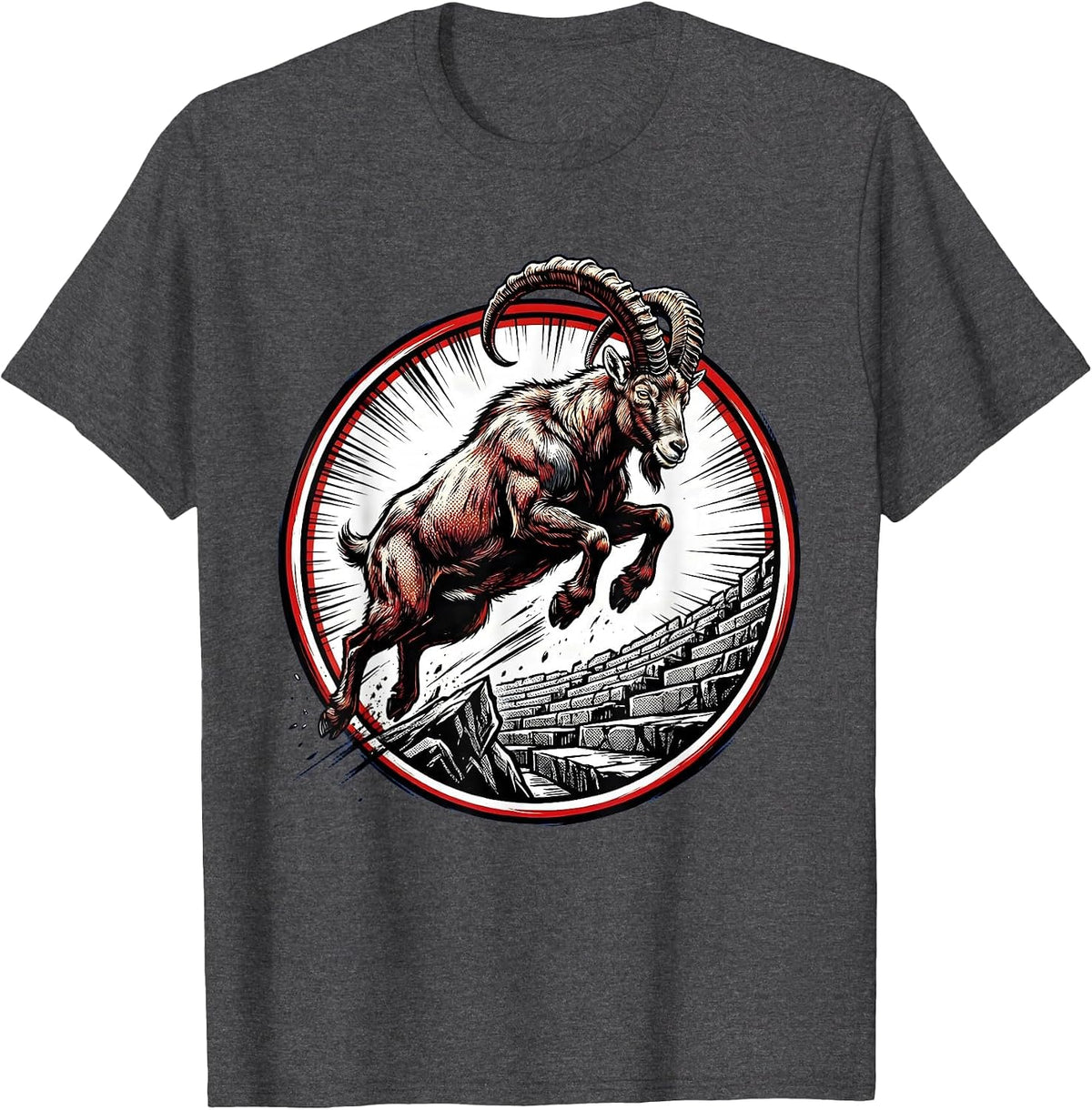 Men's Mountain Goat Stadium Leap Sports Graphic T-Shirt - Dark Heather Grey