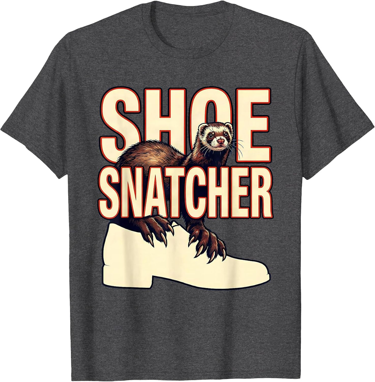 Men's Shoe Snatcher Funny Ferret Lover Gift T-Shirt - Dark Heather Grey