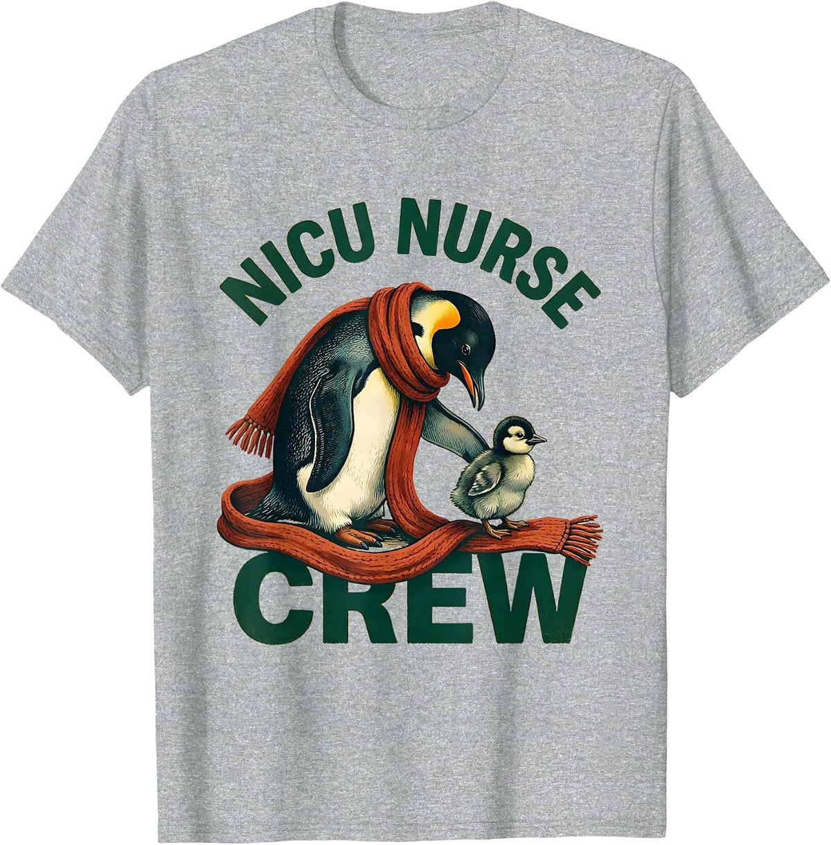 Men's NICU Nurse Crew Storybook Penguin Parent Cute Pediatric T-Shirt - Heather Grey
