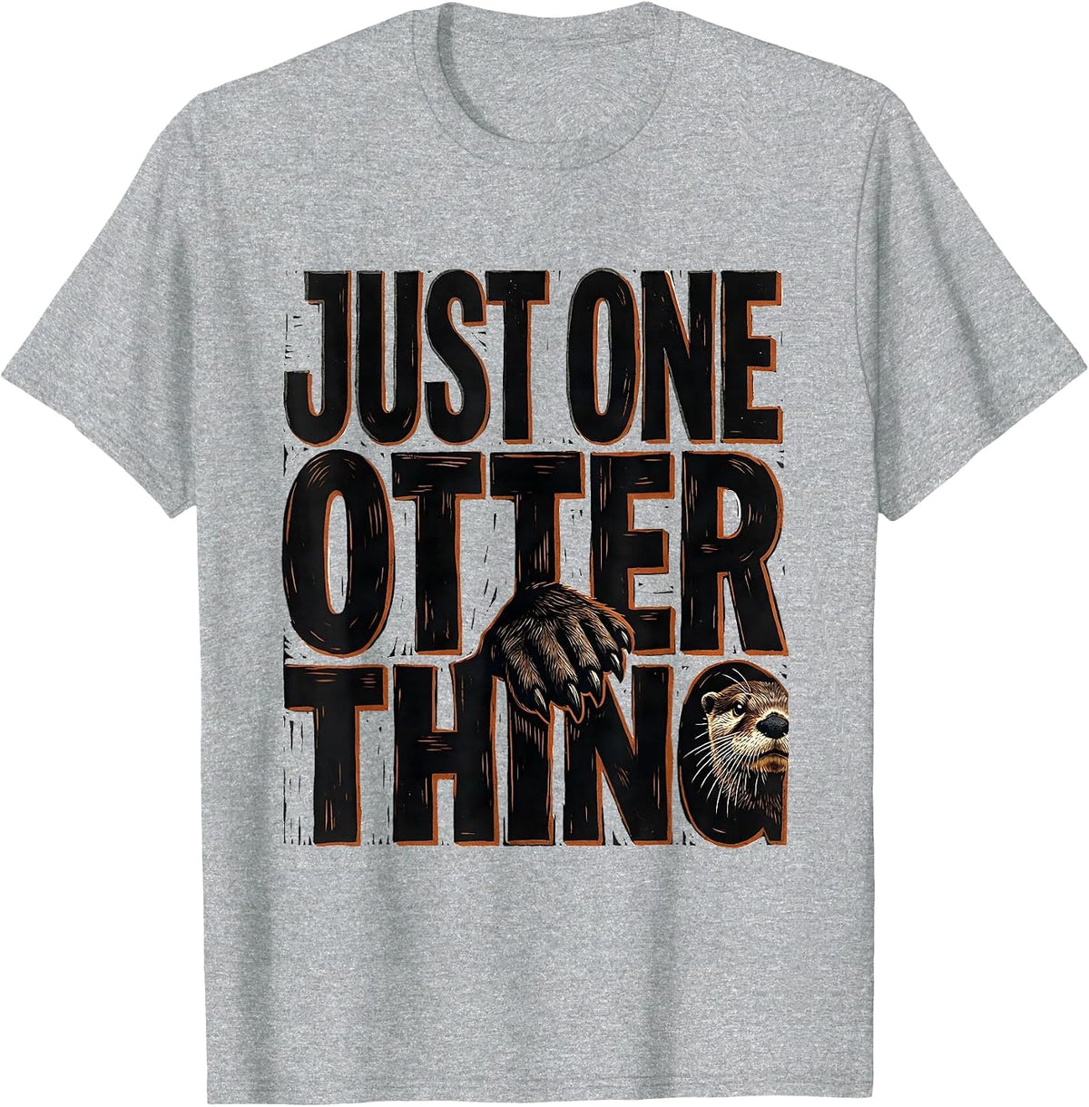 Men's Just One Otter Thing Funny Otter Lover Linocut Gift T-Shirt - Heather Grey