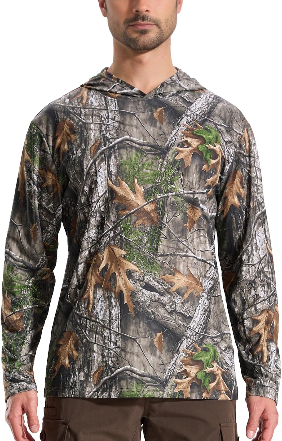 Camo Hoodie Long Sleeves Hunting Shirts for Men Quick Dry UPF 50+ Hiking Fishing Shirt with Hood - Super Tree