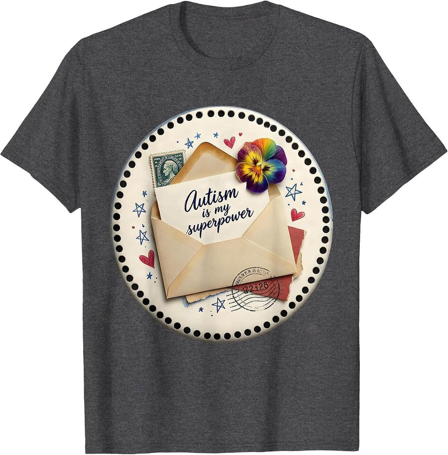 Men's Autism Is My Superpower Awareness Design T-Shirt - Dark Heather Grey