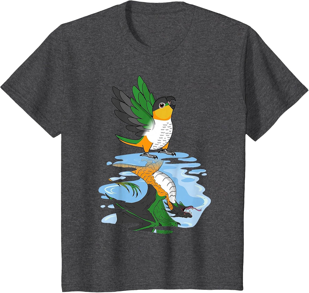 Parrot & Dragon Reflection I Black-Headed Caique T-Shirt - Dark Heather Grey