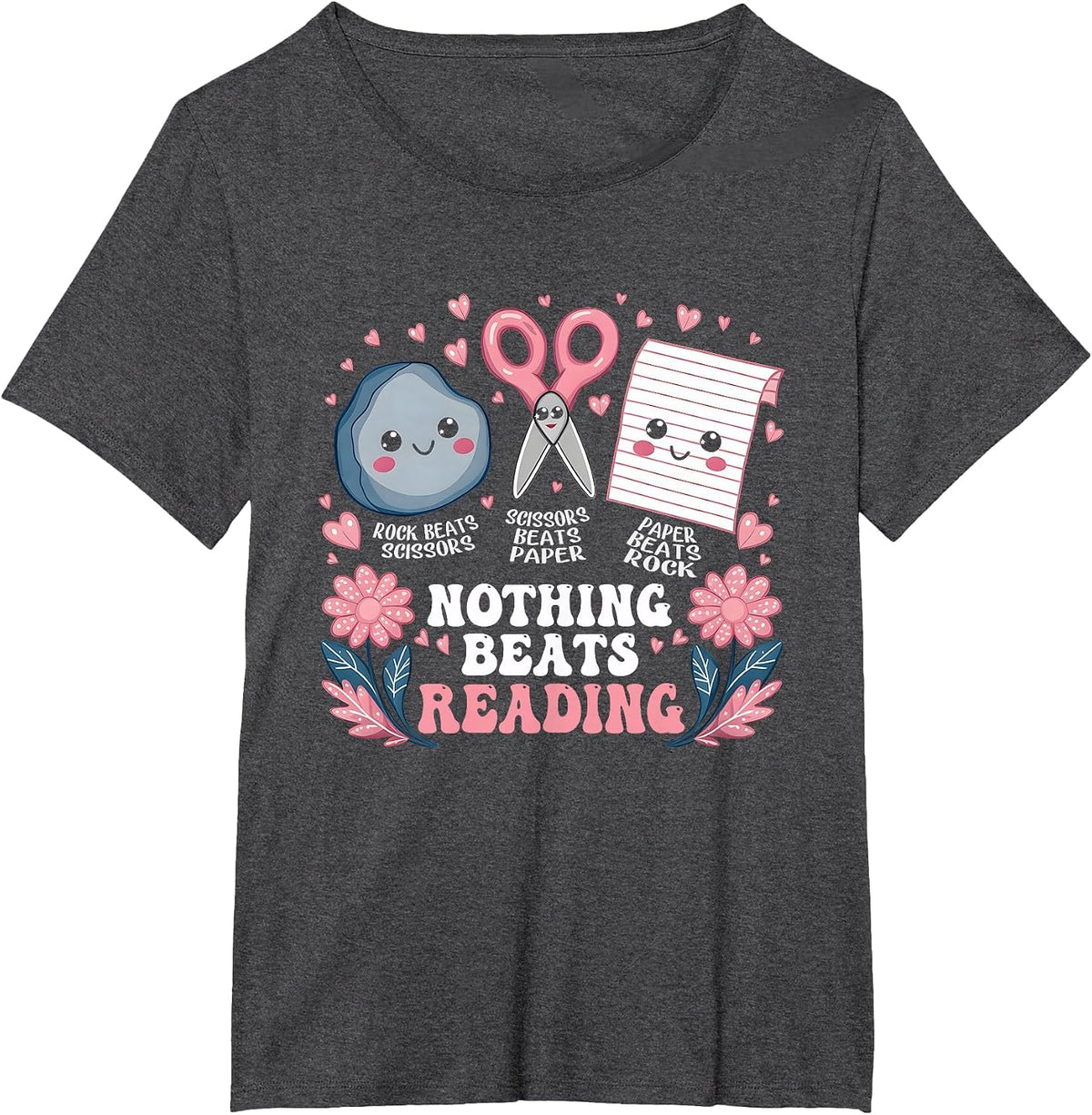 Paper Scissors Tees T-Shirt for Kids Students - Dark Heather Grey
