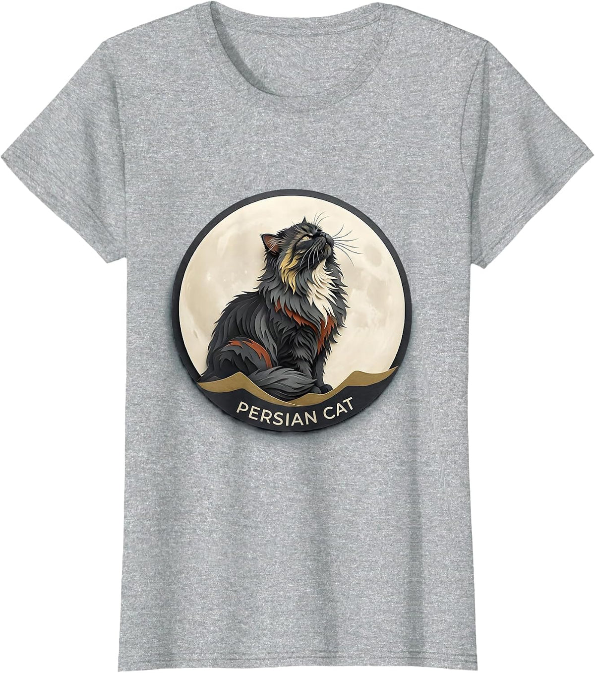 Persian Cat Whimsical Nostalgic Fantasy Breed Portrait T-Shirt - Heather Grey