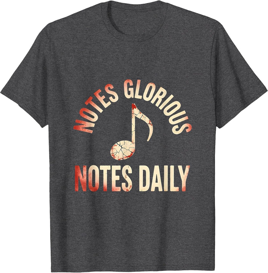Men's Notes Glorious Notes Music Teacher Design T-Shirt - Dark Heather Grey