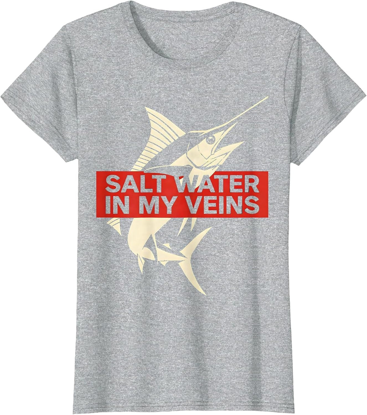 Salt Water In My Veins Ocean Fish Design T-Shirt - Heather Grey