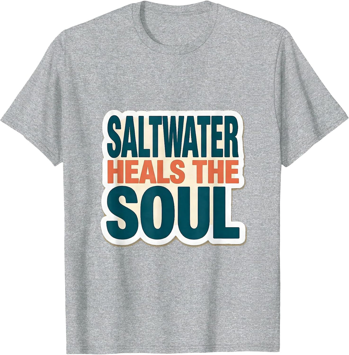 Men's Gulf of Mexico Saltwater Heals the Soul Design T-Shirt - Heather Grey