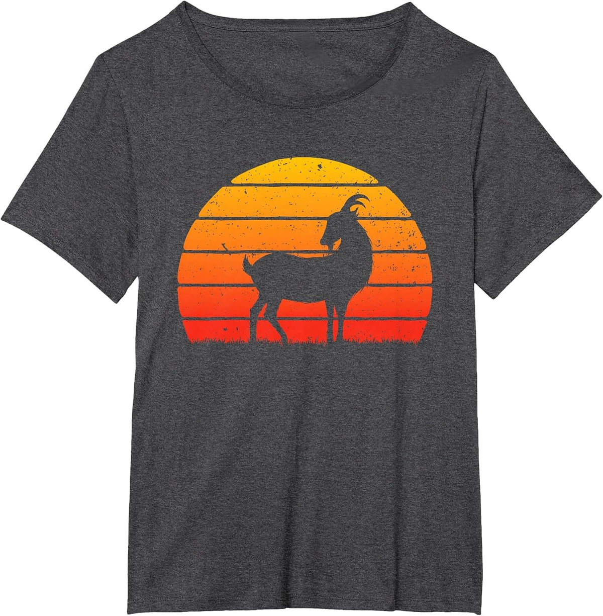 Retro Sunset Goat - Farm Animal Lover Farming Farm Rancher T-Shirt - Dark Heather Grey