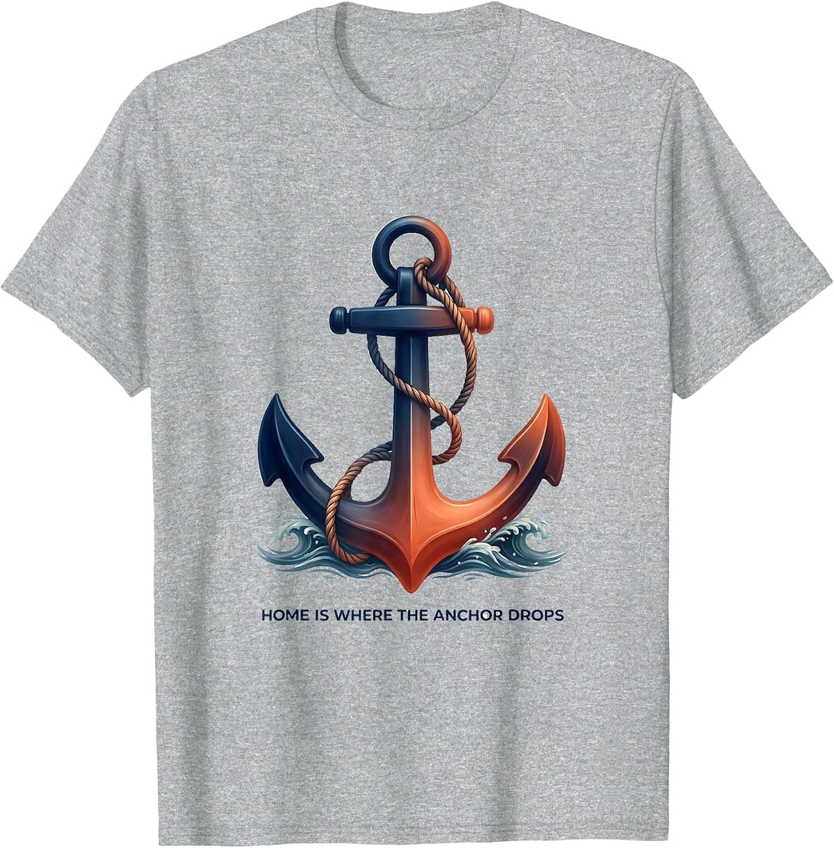 Men's Home Is Where The Anchor Drops Sailor Design T-Shirt - Heather Grey