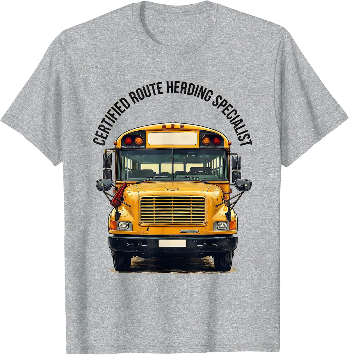 Men's Certified Route Herding Specialist Funny School Bus Driver T-Shirt - Heather Grey