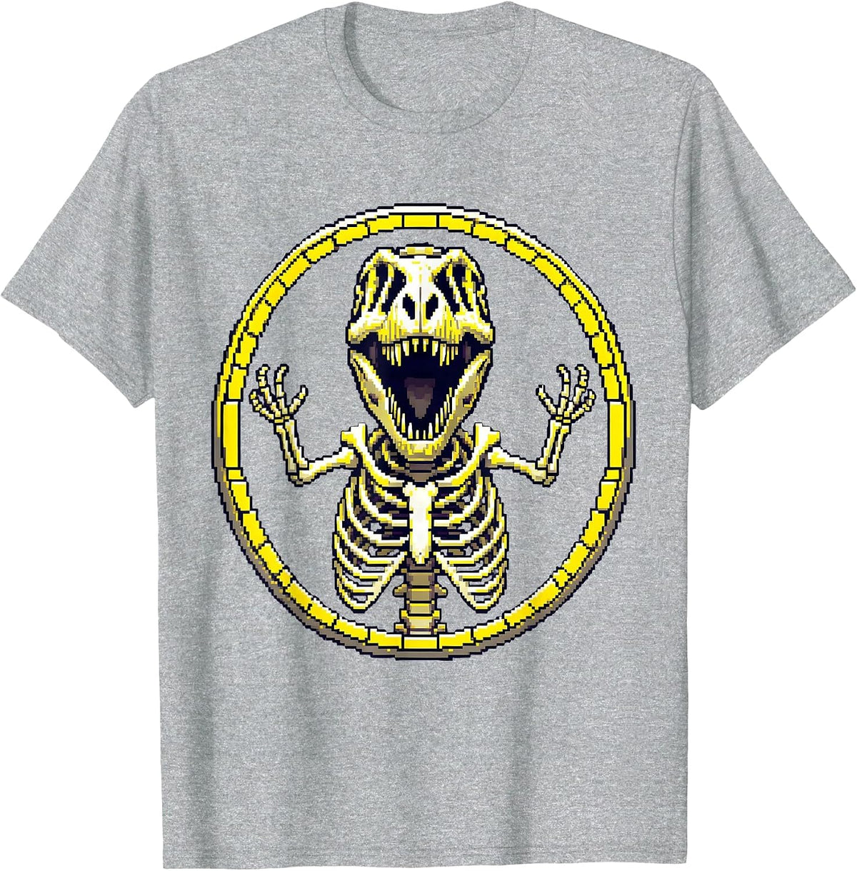 Men's T-Rex Skeleton Mid-Roar Dinosaur Graphic T-Shirt - Heather Grey