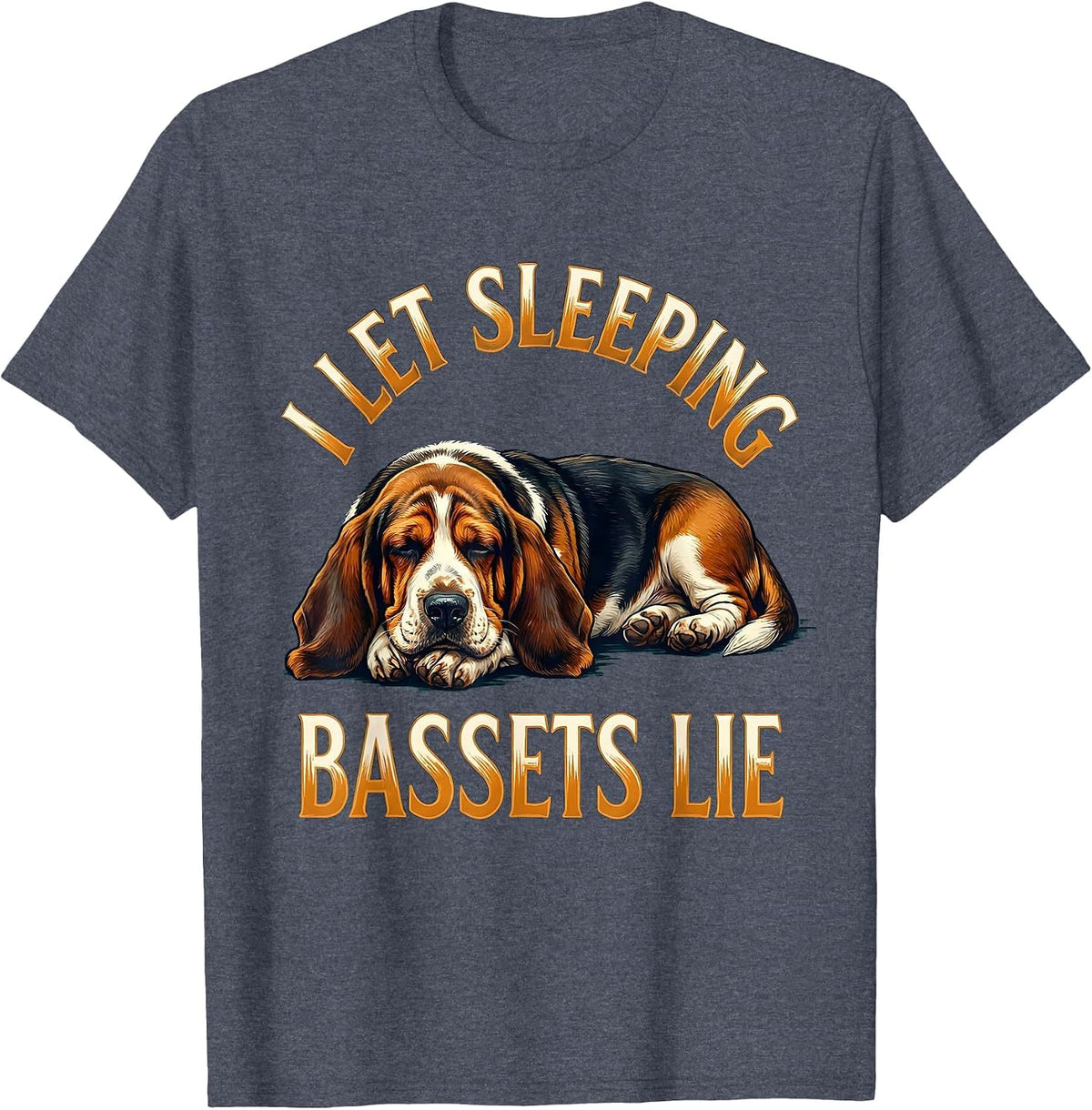 I Let Sleeping Bassets Lie Funny Basset Hound Dog Lover Gift T-Shirt - Heather Blue