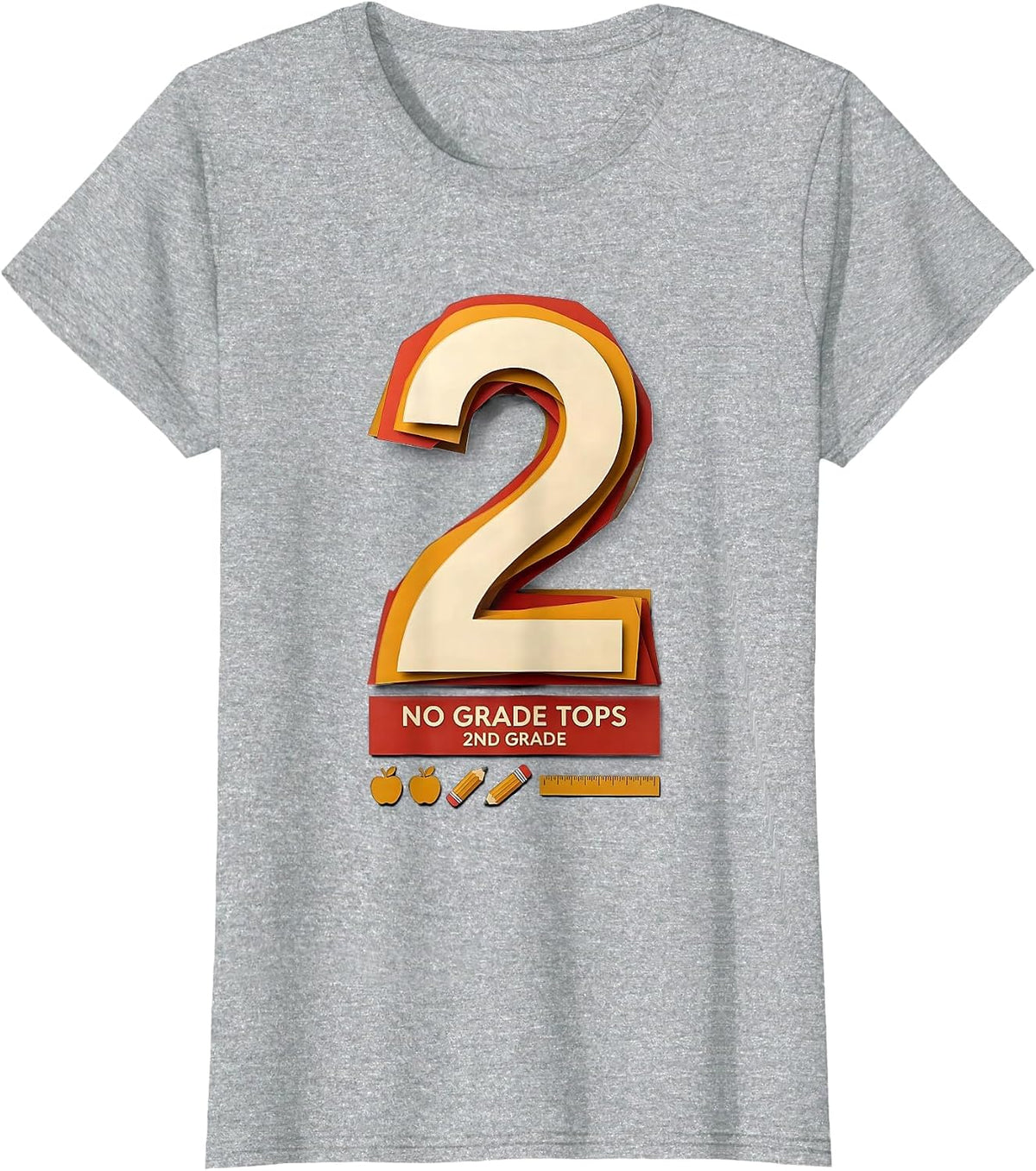 Women's No Grade Tops 2nd Grade Funny Teacher Back To School Crew T-Shirt - Heather Grey