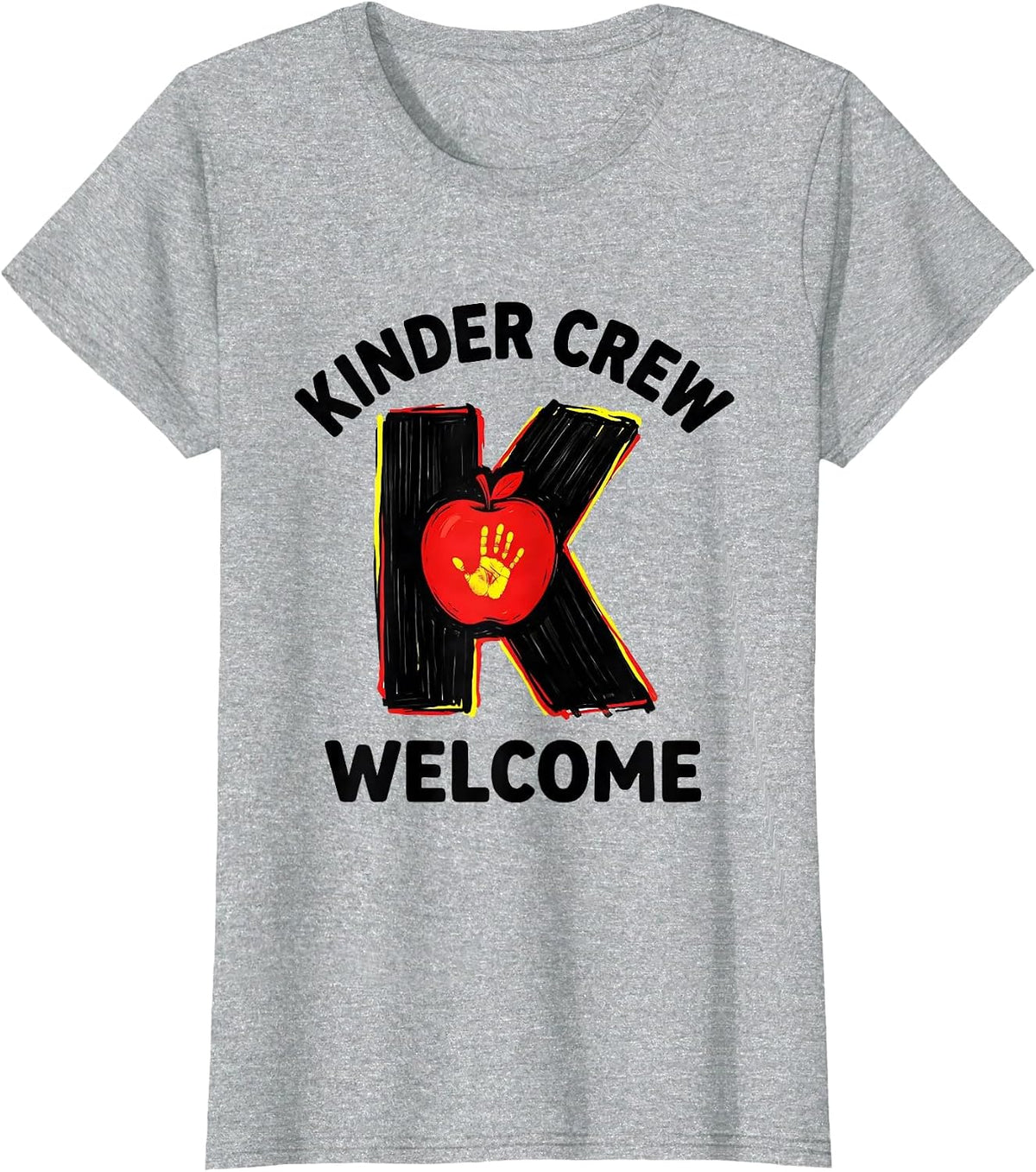 Kinder Crew Welcome Playful Kindergarten Teacher Back To T-Shirt - Heather Grey