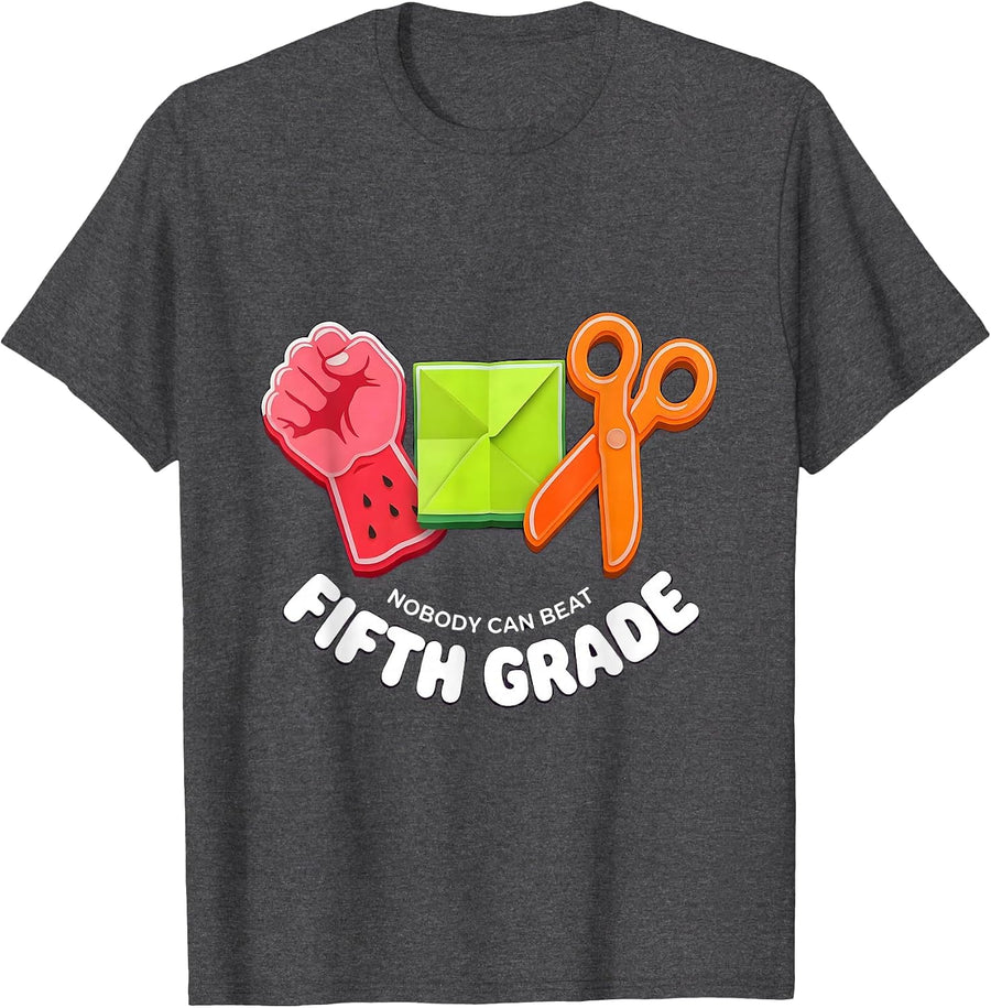 Men's Nobody Can Beat Fifth Grade Funny Back To School Teacher T-Shirt - Dark Heather Grey