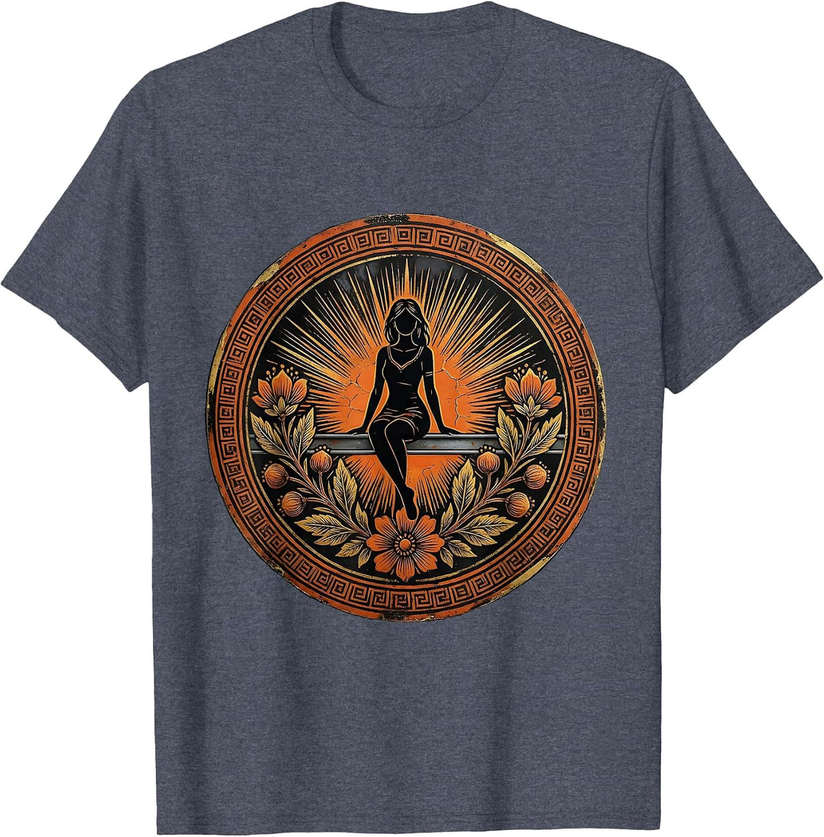Ironworker on Steel Beam Sunrise Labor Day T-Shirt - Heather Blue