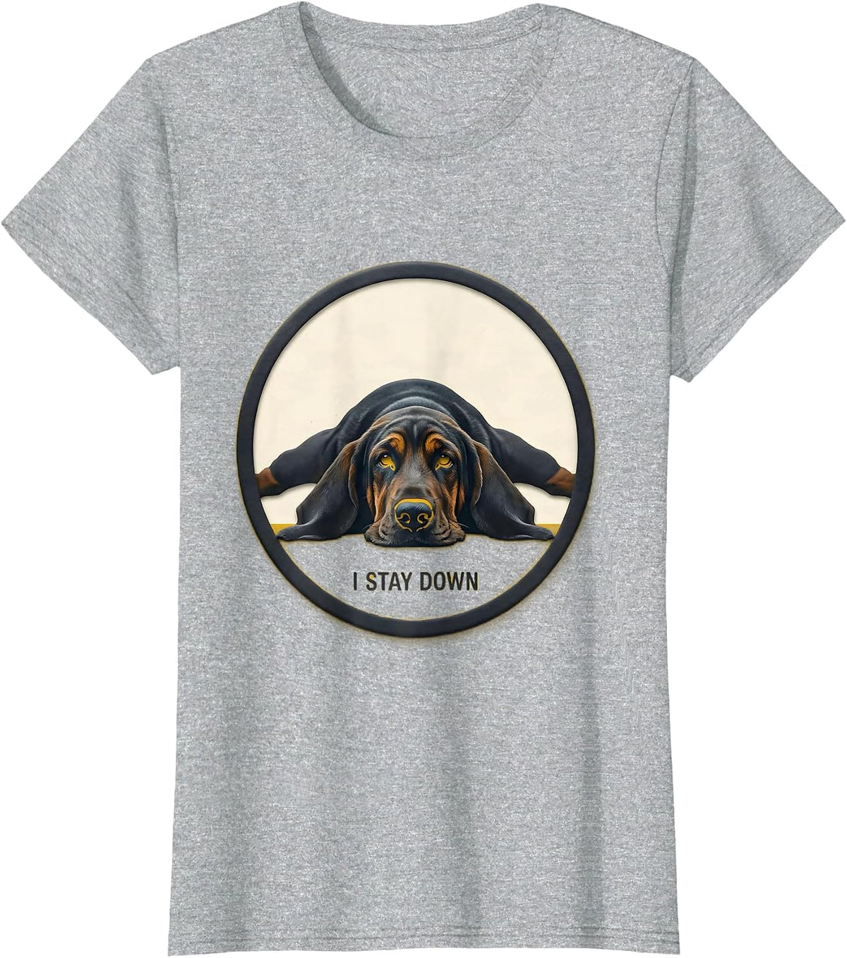 Women's I Stay Down Funny Basset Hound Dog Lover Gift For Dad T-Shirt - Heather Grey
