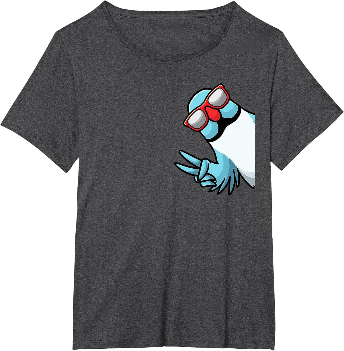 Blue Indian Ringneck Bird Parrot from Side with Sunglasses T-Shirt - Dark Heather Grey