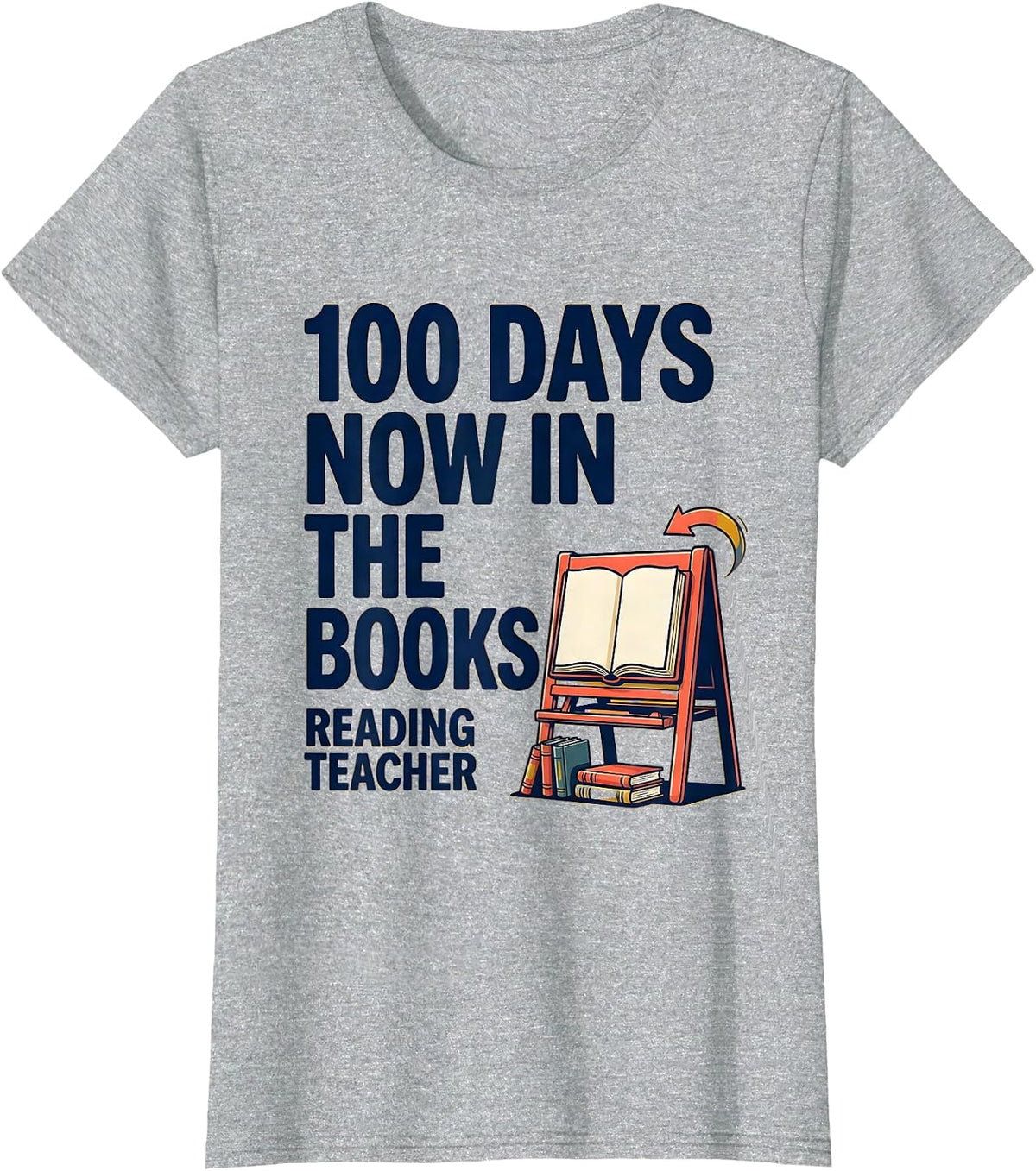 100 Days Now In The Books Reading Teacher T-Shirt - Heather Grey