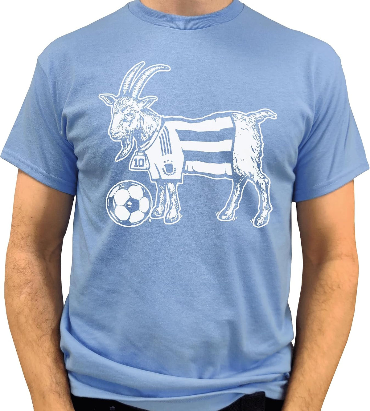 Goat T-Shirt, Hand-Drawn, Printed in USA - Lm10 - Blue