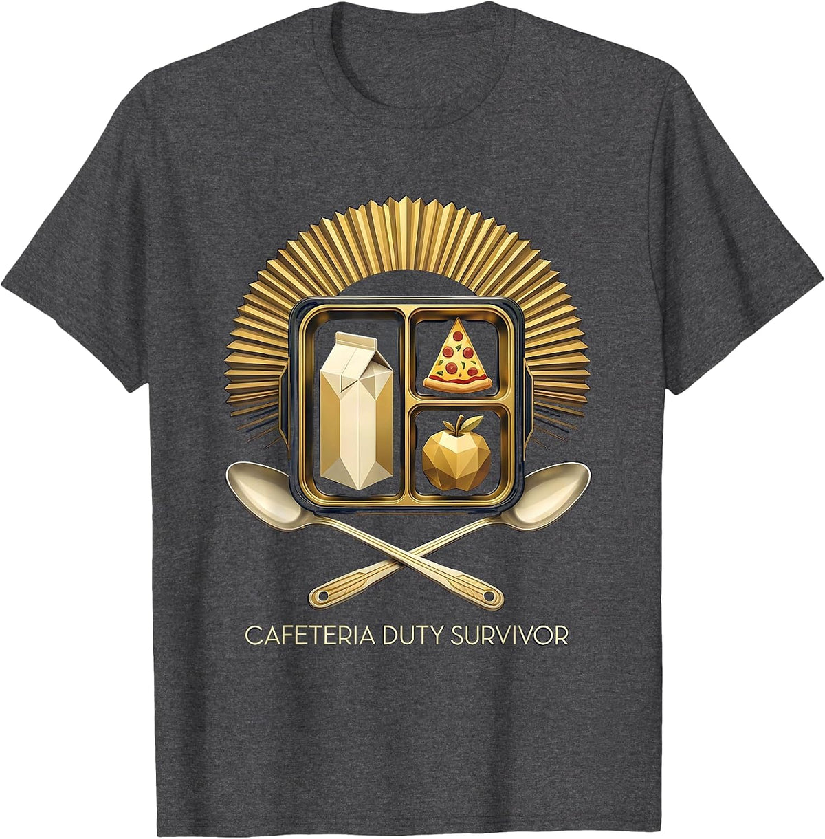 Cafeteria Duty Survivor 5th Grade Teacher T-Shirt - Dark Heather Grey