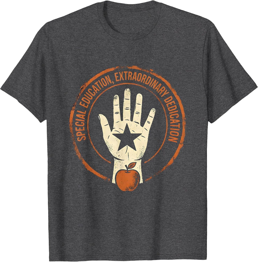 Men's Special Education Extraordinary Dedication Teacher T-Shirt - Dark Heather Grey
