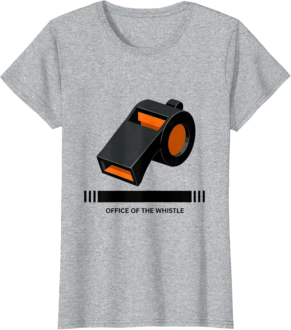 Women's Office Of The Whistle Brutalist PE Teacher Gym Humor Back T-Shirt - Heather Grey