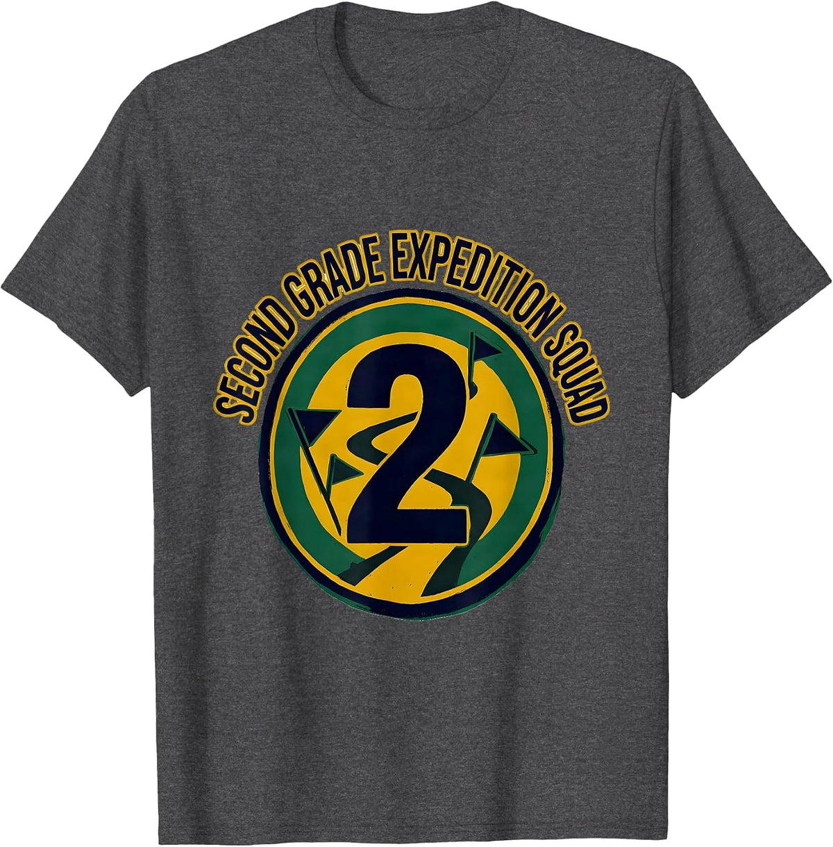 Men's Second Grade Expedition Squad Cute 2nd Grade Back To School T-Shirt - Dark Heather Grey