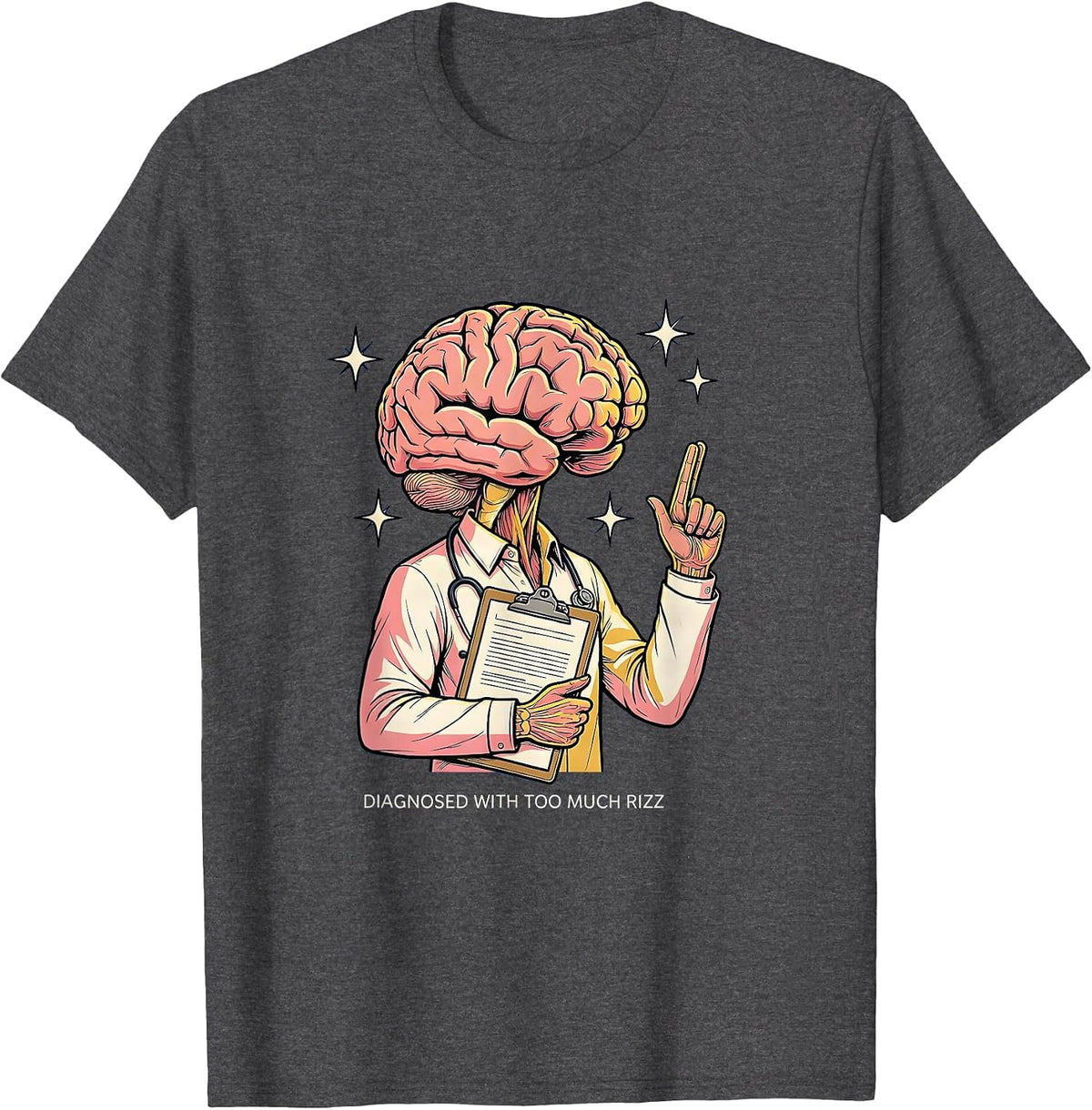 Men's Diagnosed With Too Much Rizz Funny Autism Design T-Shirt - Dark Heather Grey