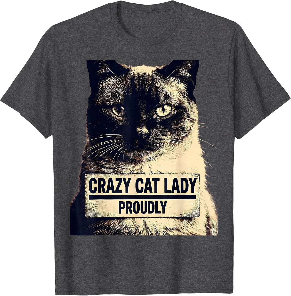 Crazy Cat Lady Proudly Cat Lover Design T-Shirt - Dark Heather Grey