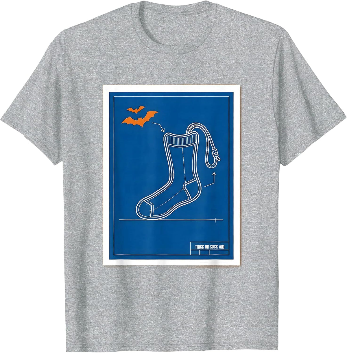 Men's Trick Or Sock Aid Technical Blueprint OT PT Halloween Humor T-Shirt - Heather Grey