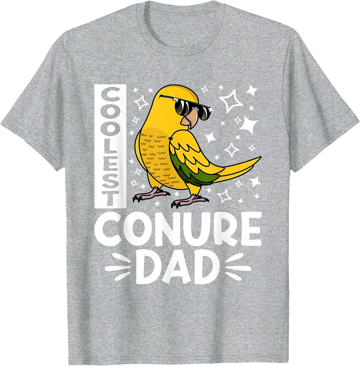 Coolest Conure Parrot Dad I Golden Conure T-Shirt - Heather Grey