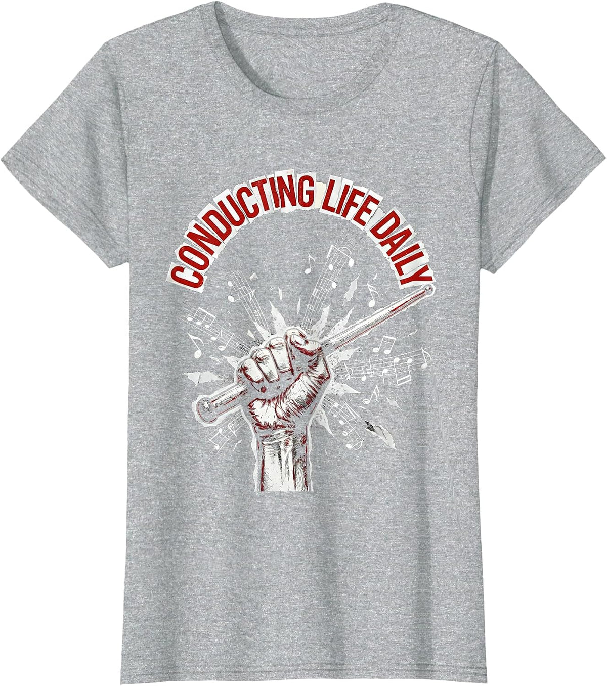Conducting Life Daily Music Teacher Design T-Shirt - Heather Grey