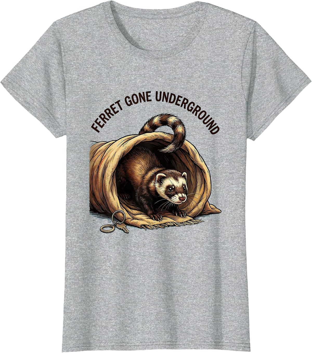 Women's Ferret Gone Underground Funny Ferret Owner Gift For Ferret T-Shirt - Heather Grey