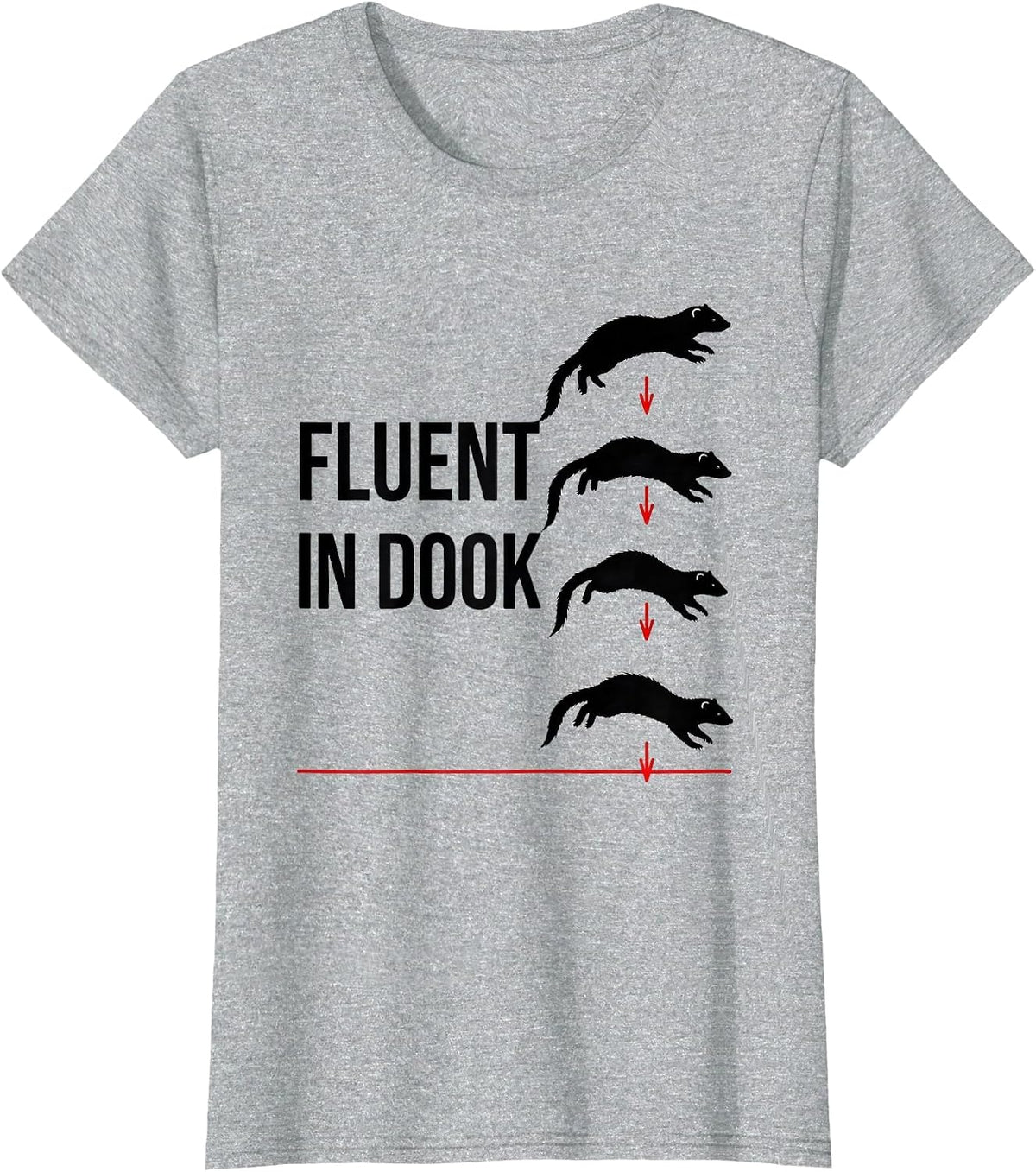 Fluent In Dook Funny Ferret Lover Gift Christmas T-Shirt - Heather Grey